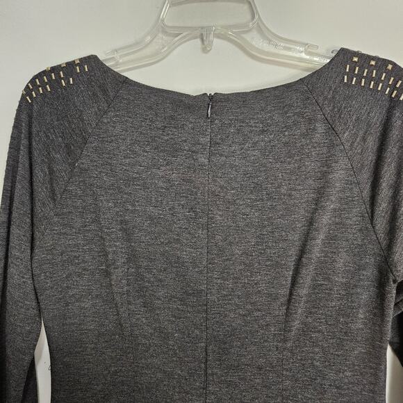 CHRIS McLAUGHLIN Charcoal Sheath Career Dress w/Brass Studs Lined Size 8 EUC - Picture 6 of 12